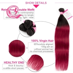 Virgin Hair of Straight Bundle 1b/99j# 100g With Double Weft For Medium High Market